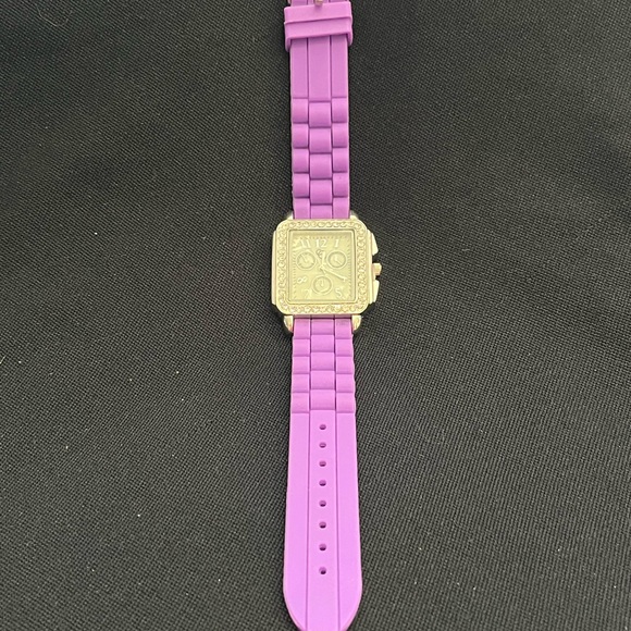 CC Rhinestone Watch with Purple Silicone Watchband - Picture 3 of 3